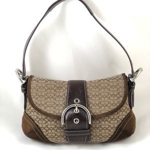 COACH Signature Canvas Leather Hobo Bag